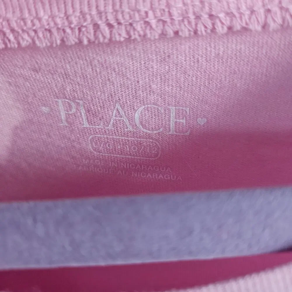 Children's Place Girls Size L Heart Doodle Graphic Tee Shirt Pastel Pink Cutesy